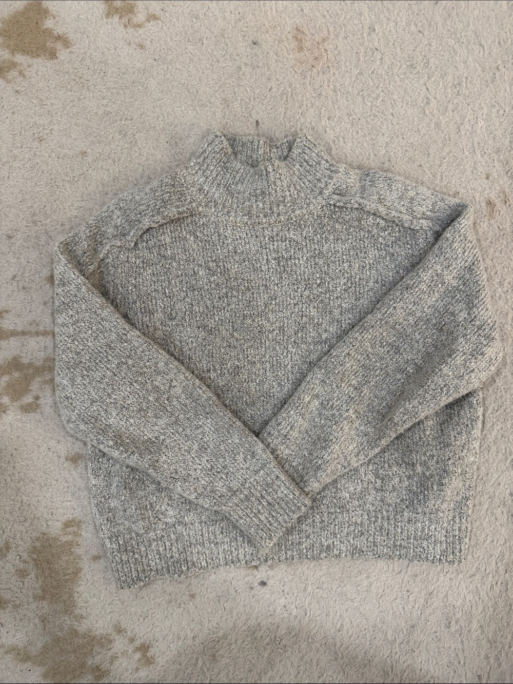 Mango Grey/Cream Mock Neck Sweater